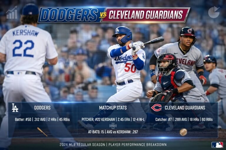 Dodgers vs Cleveland Guardians Match Player Stats